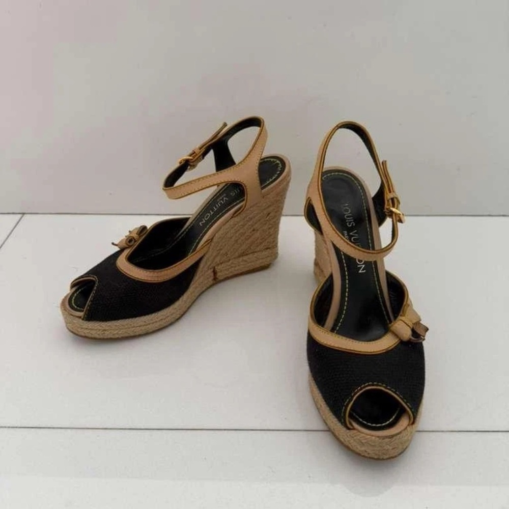 Louis Vuitton Isola Canvas Wedge Espadrilles Sandals FR38.5 US8 $1030 - Picture 8 of 15